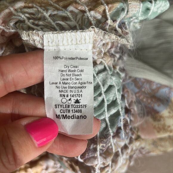 *143 Story* Boutique Top NWOT M Boho Airy Smock Waist Popover Kimono - Picture 7 of 9